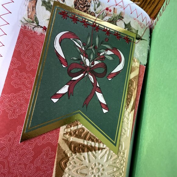 Christmas Junk Journal Book Charm Washi Fabric Wrap Tons Ephemera Handmade 5 u - Picture 15 of 16